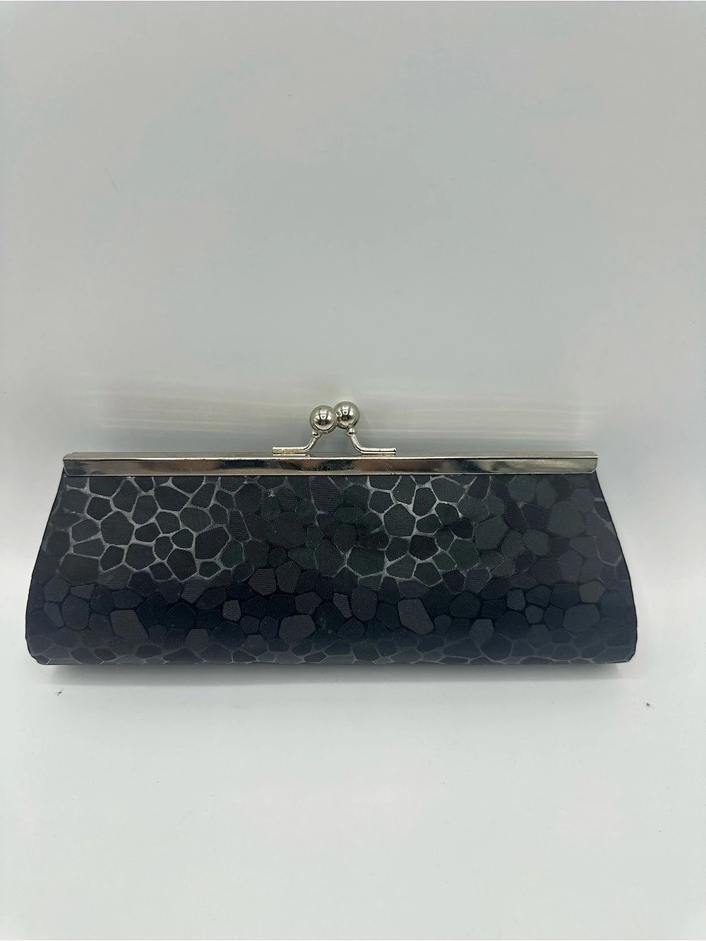 Black Textured Frame Clutch